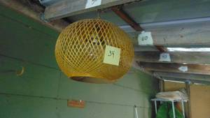 lot 34 image: Vintage MMC Wicker Hanging Swag Light