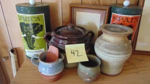 lot 42 image: Assorted Pottery, Pine True Kiln, Bean Pot, and Decor Pcs