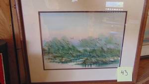 lot 43 image: Afternoon Flight Watercolor By Amunay, Signed and COA