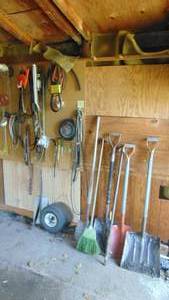lot 10 image: Contents of Wall, Garden Tools, Screwdrivers and Misc