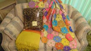 lot 85 image: Vintage Afgan, Leopard Throw and Vintage Blanket
