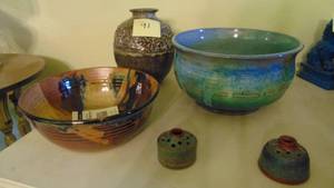 lot 91 image: Assorted Pottery, Prairie Fire Pottery and Vibert Pottery