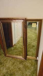lot 107 image: 2- Mirrors, Beveled Edge one is 33.5 x 41.5, Other one is 25.5 x 43