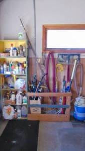lot 149 image: Contents of Shelf, Shelf Itself, Contents of Rake with Vac