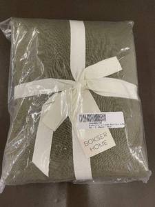 lot 23 image: Bokser Home French Linen and Cotton Duvet Cover Set, FullQueen, Moss