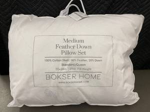 lot 33 image: Medium Feather Down Pillow Set by Bokser Home, StdQueen