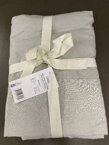 lot 70 image: Twin XL French Linen Bed Skirt - Pebble Heather