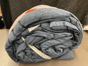 lot 82 image: French Linen Box Stitch Quilt - FullQueen, Baltic