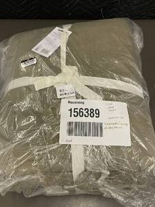 lot 93 image: KingCal King Linen Quilt, DamagedDirty with Blue Stains