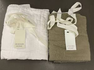lot 99 image: BOKSER HOME French Linen Standard Sham Sets - White and Oatmeal