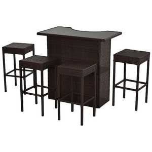 lot 46 image: Outsunny Metal Rectangle Bar Height Outdoor Serving Bar Table - No Chairs