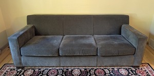 lot 2 image: ML - Room & Board Gray Upholstered 3-Seat Sofa