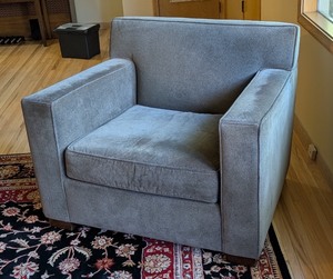 lot 3 image: ML - Room & Board Modern Gray Upholstered Armchair
