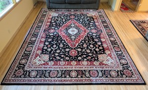 lot 5 image: ML - 9 x 12 Persian Style Wool Area Rug with Floral Medallion Design