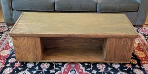lot 5A image: LR - Rectangular Glass Top Coffee Table with Open Shelf