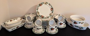 lot 87 image: K - Cades Cove Collection Incomplete Dinnerware Set with 9 Dinner Plates and Serving Pieces