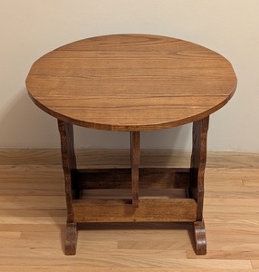 lot 92 image: ML - Wood Drop-Leaf Side Table with Decorative Base