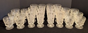 lot 108 image: K - Set of 24 Vintage Pressed Glass Goblets and Dessert Cups