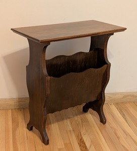 lot 112 image: LR - Vintage Wooden Magazine Rack Table