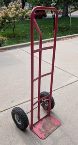 lot 118 image: G - Used Red Steel Hand Truck with Pneumatic Tires