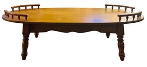 lot 26H image: LL - Vintage Oval Wood Coffee Table with Spindled Rails