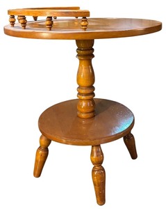 lot 28H image: LL - Vintage 1960s Bassett Colonial Two Tier Round End Table