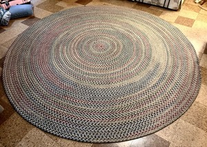 lot 29H image: LL - 84-Inch Vintage Round Braided Area Rug in Multi-Color