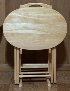 lot 36H image: LL - Set of 4 Oval Wooden TV Trays with Stand