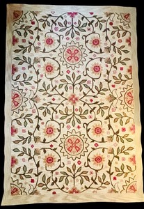 lot 36HH image: LL - 6x9 Hand Tufted Wool and Cotton Beige Floral Area Rug
