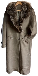 lot 63H image: LL - Cedrics Forstmann Wool Long Coat with Fur Collar, Approx. L-XL