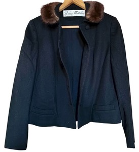 lot 64H image: LL - Vintage Briny Marlin Mulberry Waist-Length Jacket with Fur Collar, Approx. Medium