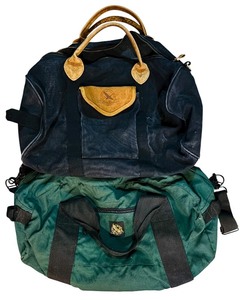 lot 68H image: LL - Set of 2 Eddie Bauer Duffel Bags with Leather Accents