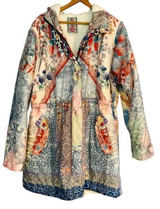 lot 121H image: LL - Johnny Was Vintage Patterned Hooded Coat, Size Large
