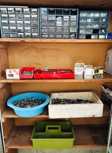 lot 132H image: S - Assorted Hardware Collection with Drawers, Screws, Nails, Washers and Fasteners