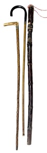 lot 146H image: LL - Set of 3 Vintage Wooden Walking Canes with Carved and Ornate Handles