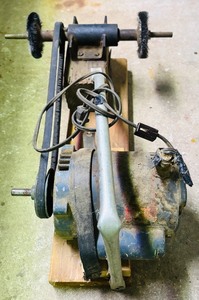 lot 149H image: LL - GE Bench Grinder with Dual Wire Wheels on Wood Stand
