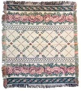 lot 173H image: LL - Floral Woven Throw Blanket with Fringe
