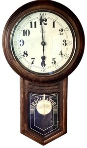 lot 178H image: LL - Vintage Elgin Regulator Wall Clock with Pendulum