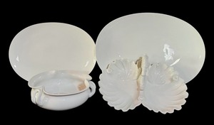 lot 182H image: LL - Vintage White Porcelain Serving Platter and Bowls Set