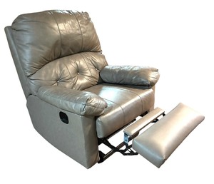 lot 15H image: LL - Gray Leather Recliner Armchair with Tufted Back