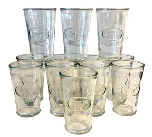 lot 17X image: K - Set of 12 Vintage Embossed Glass Tumblers with Cattle Motif