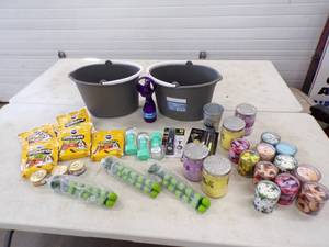 lot 13 image: Unused Dog Treats, Candles, Tripods, LED lights and more see pics