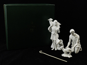 lot 2 image: Lenox Shepherds and Sheep Porcelain Nativity Figurine Set with Box