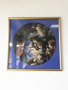 lot 12 image: Framed Precious Moments Nativity Puzzle Art