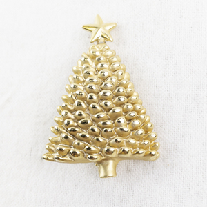 lot 42 image: Gold-Tone Christmas Tree Brooch Pin with Star Topper