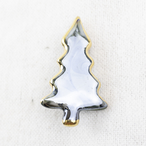 lot 51 image: Holiday Tree Shaped Enamel Pin with Gold Tone Trim