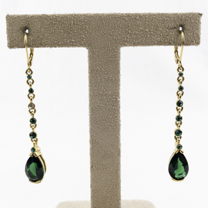 lot 56 image: Joan Rivers Gold Tone Drop Earrings with Green Crystal Accents