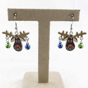 lot 57 image: Reindeer Holiday Dangle Earrings with Bells