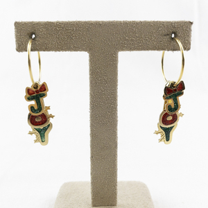 lot 58 image: Festive Joy Hoop Earrings with Red and Green Enamel Charms