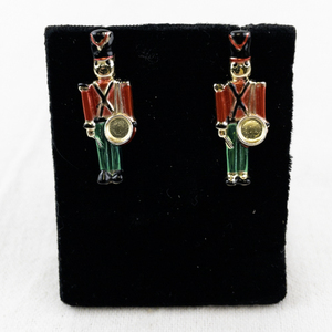 lot 59 image: Enamel Drummer Soldier Stud Earrings